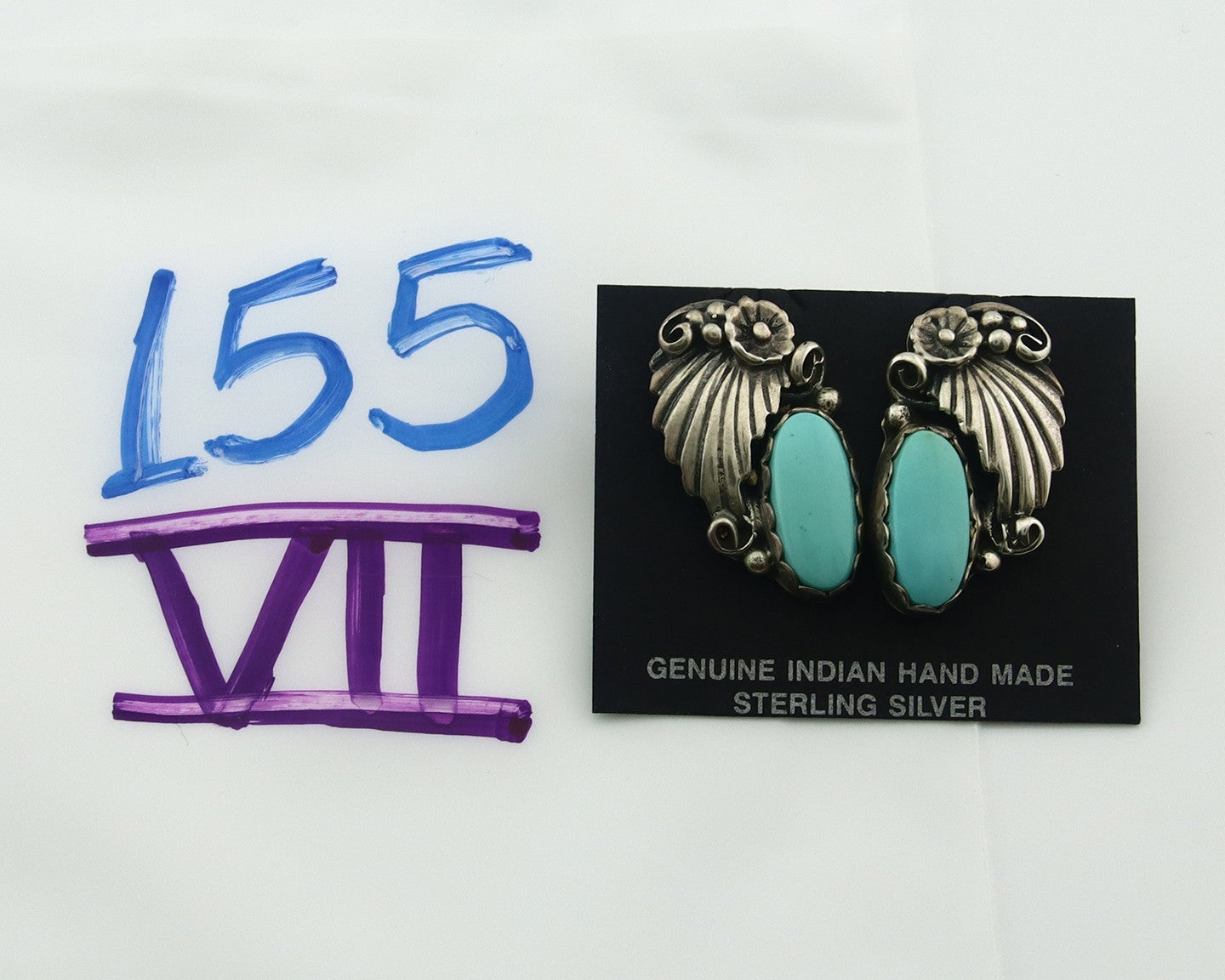 Navajo Earrings Sterling Silver Turquoise Vintage Dangle Handmade