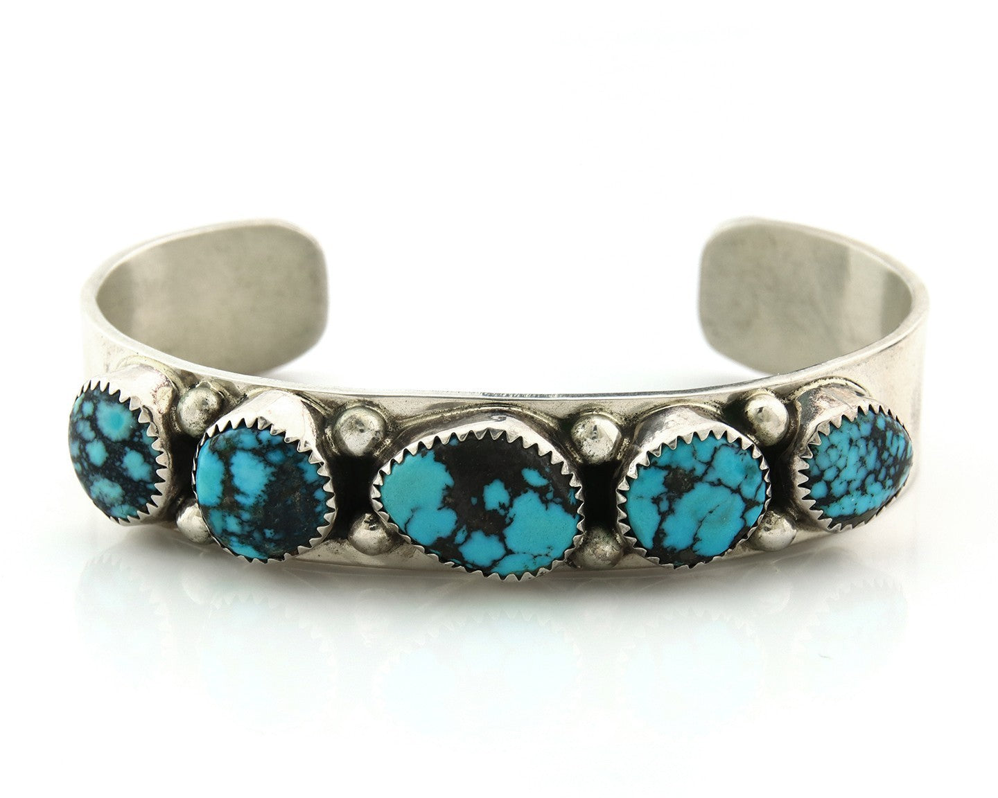 Navajo Bracelet Sterling Silver Nevada Turquoise Artist Signed C Jones