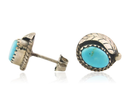 Navajo Earrings 925 Silver Natural Turquoise Native American Artist C.80's