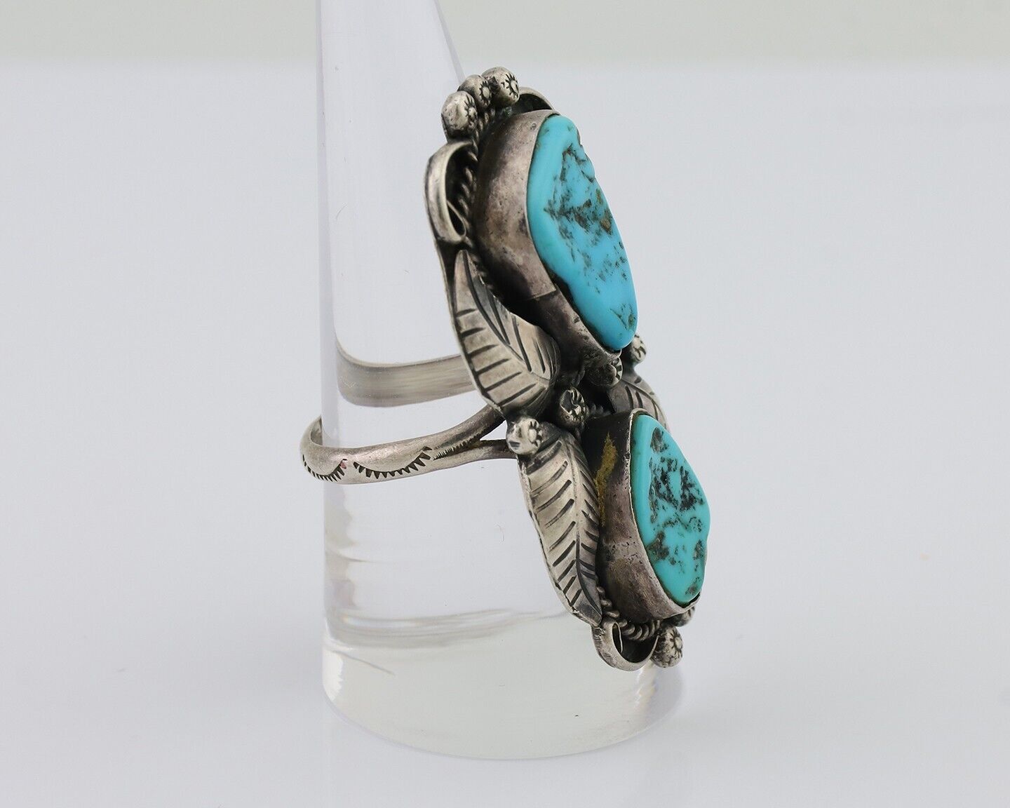 Navajo Handmade Ring 925 Silver Sleeping Beauty Turquoise Size 9.0 C.80's