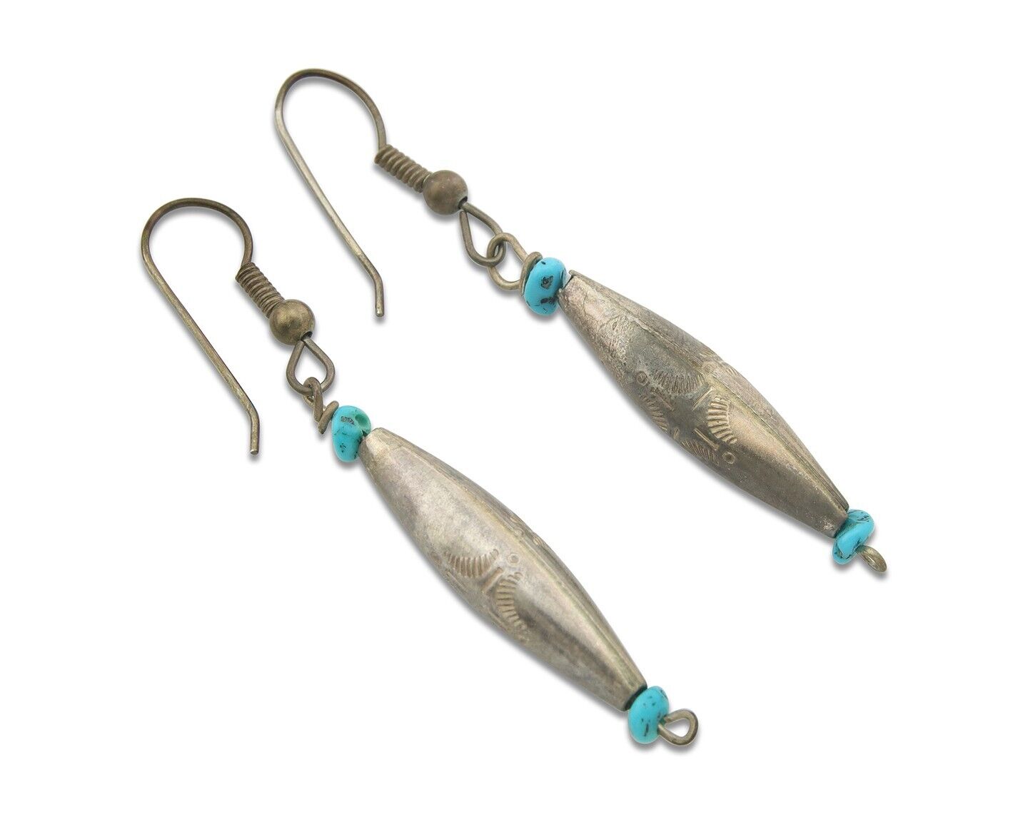 Navajo Earrings 925 Silver Natural Turquoise Native American Artist C.80's