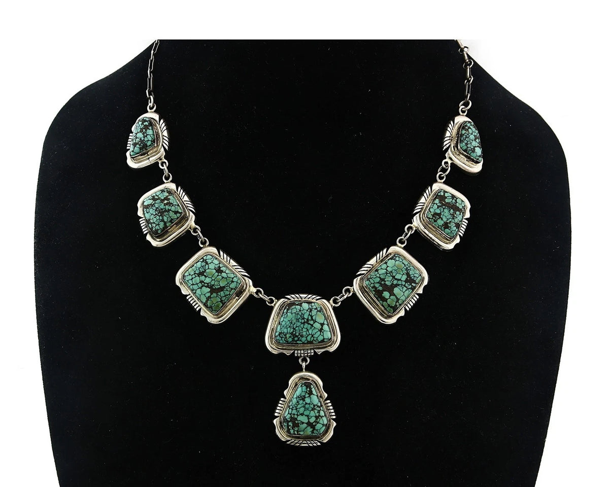 Navajo Necklace Earring Set Sterling Silver Vintage Signed Lee Bennett C.80's