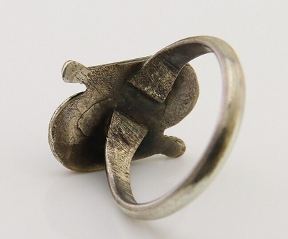 Navajo Ring 925 Silver Turquoise & Coral Native American Artist C.80's