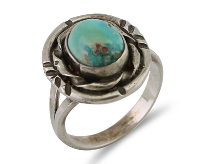 Navajo Ring 925 Silver Kingman Turquoise Native American Artist C.80's