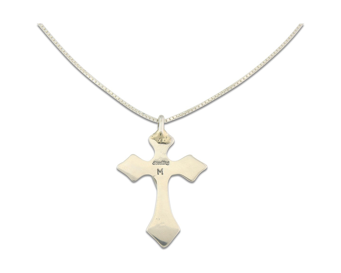 Navajo Cross Necklace Sterling Silver Authentic Natural Gemstones Signed M