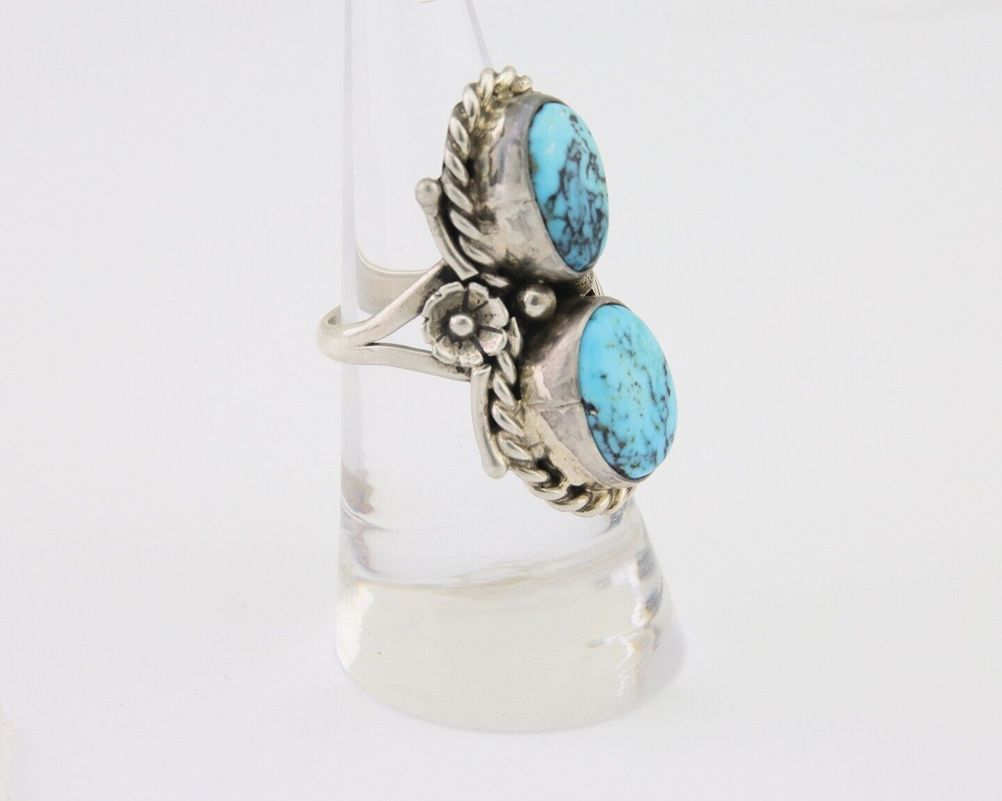 Navajo Ring 925 Silver Natural Blue Turquoise Native American Artist C.80's