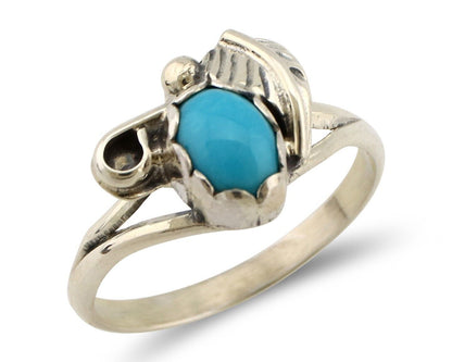 Navajo Ring .925 Silver Sleeping Beauty Turquoise Native American Artist C.80's