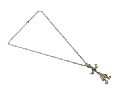 Navajo Turquoise Necklace 925 Silver Sand Cast Dancer C.80's