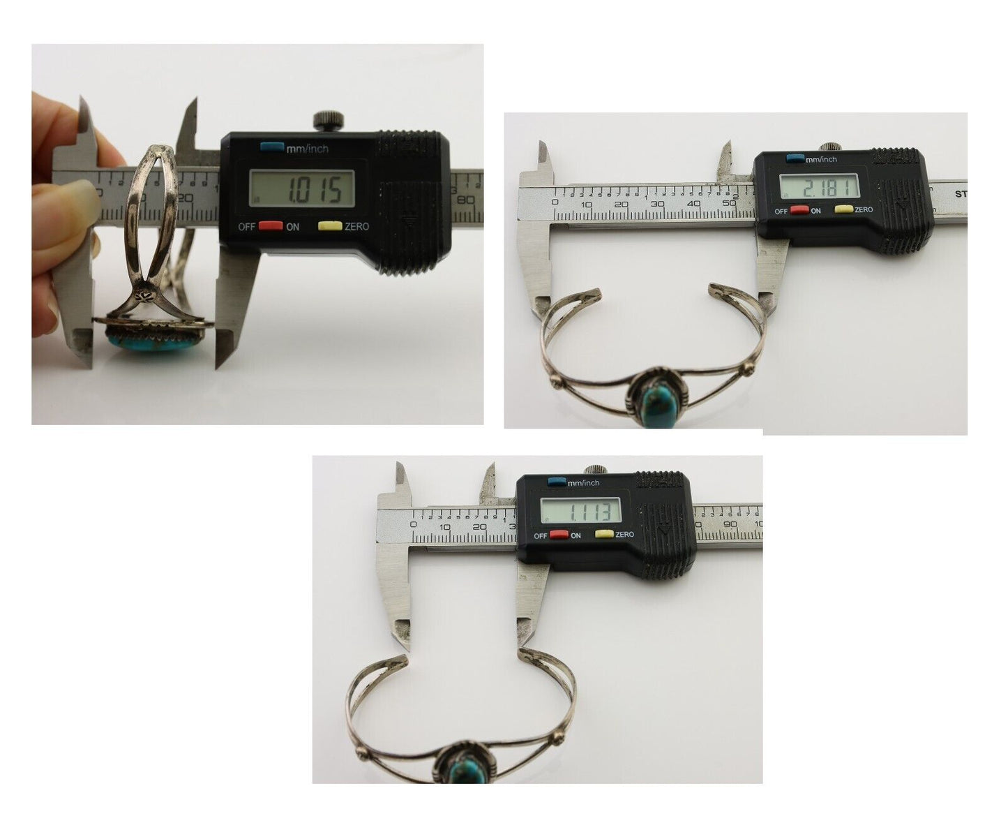 Navajo Bracelet 925 Silver Kingman Turquoise Native American Artist C.80's