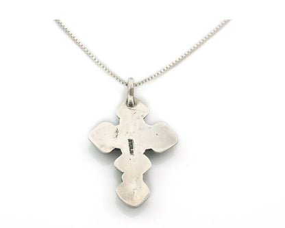 Navajo Cross Necklace Sterling Silver Natural Turquoise Artist Vintage