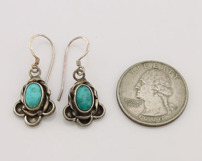 Navajo Earrings 925 Silver Natural Blue Turquoise Native American Artist C.80s