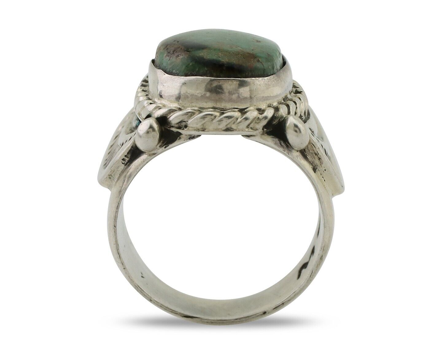 Navajo Ring 925 Silver Kingman Turquoise Signed M Montoya C.80's