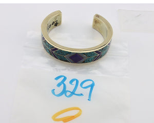 Navajo Handmade Bracelet Solid 14k Gold Natural Gemstones Native Artist C.80's