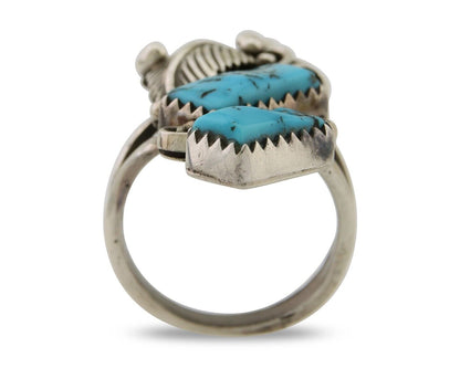 Navajo Ring 925 Silver Natural Blue Turquoise Native American Artist C.80's