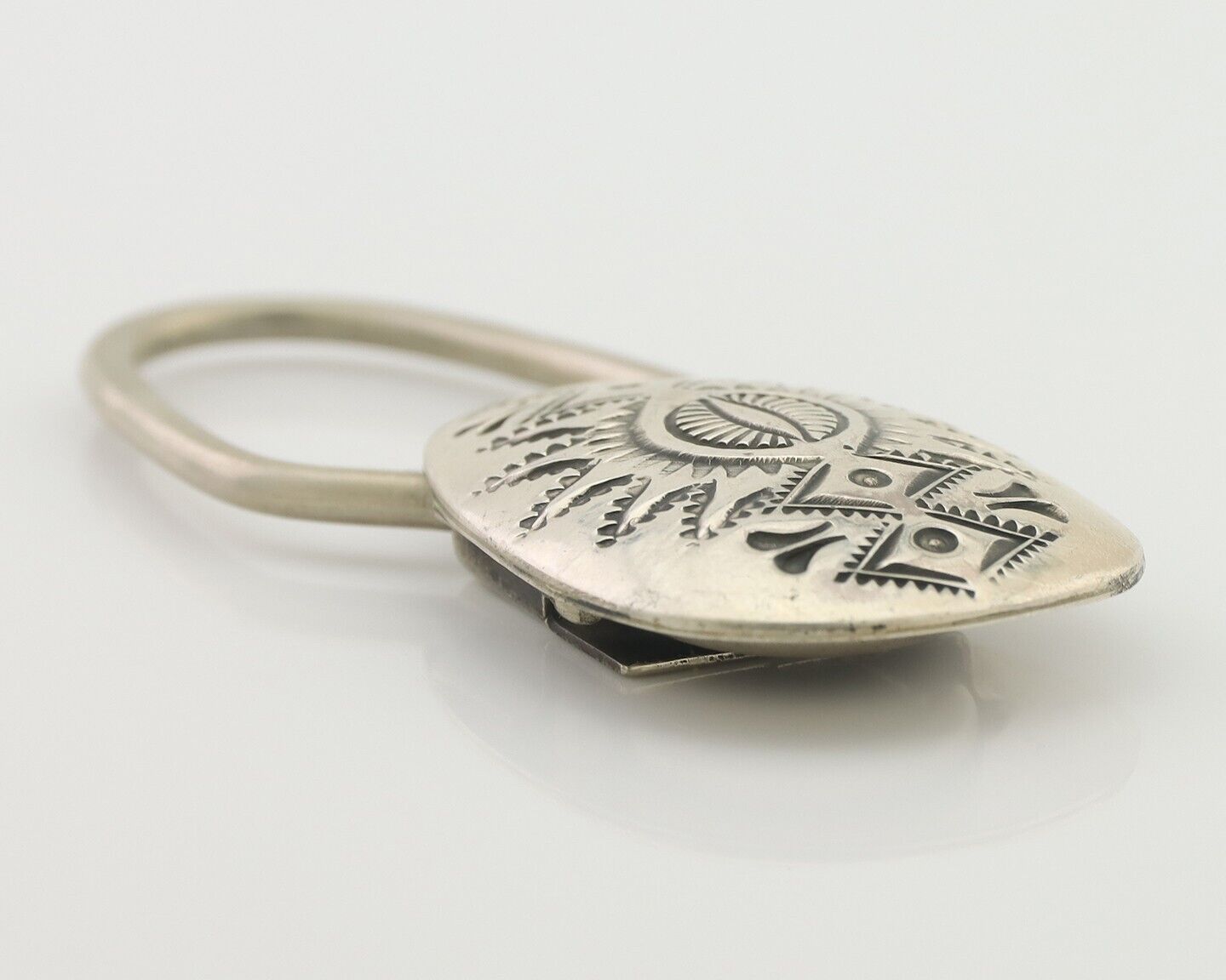 Navajo Hand Stamped Key Chain .925 Silver Handmade Native American Artist C.80's