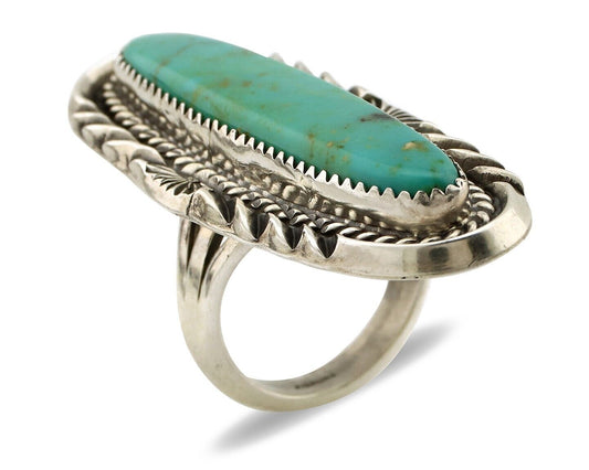 Navajo Ring 925 Silver Natural Mined Turquoise Artist Signed Mike Begay C.80's
