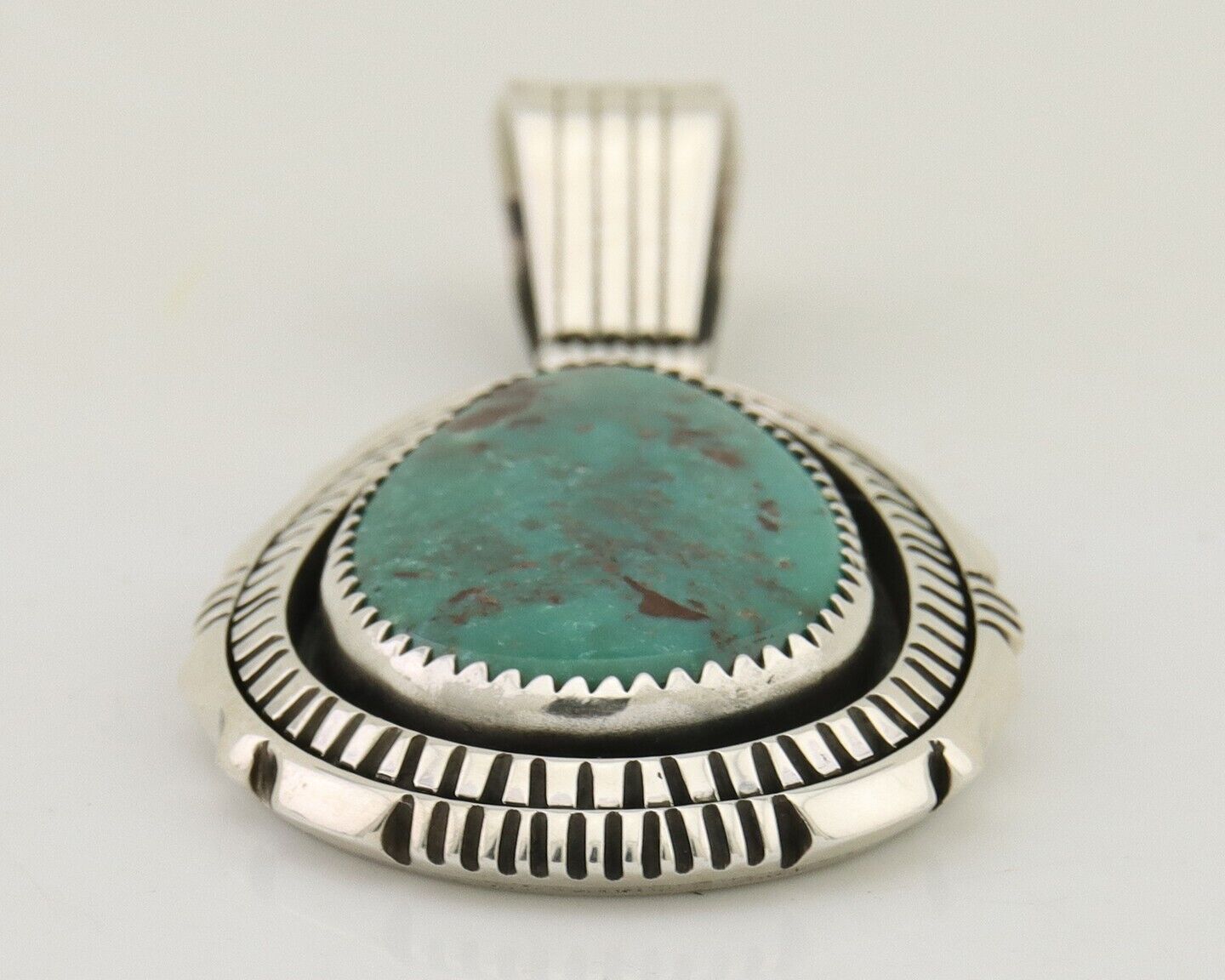 Navajo Pendant 925 Silver Natural Turquoise Artist Signed Lidia Begay C.80's