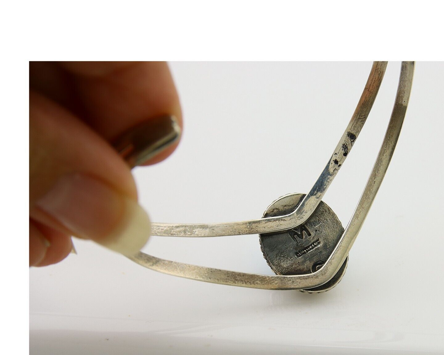 Navajo Bracelet 925 Silver Cuff Turquoise Handmade Artist Signed MC C.80's