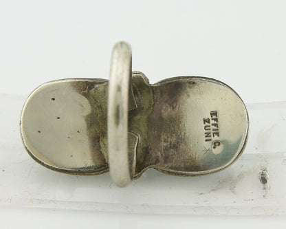 Vintage Zuni Ring 925 Sterling Silver Turquoise Signed Effie C Size 6.75