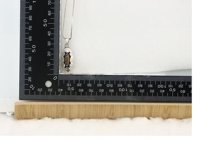 Navajo Sterling Silver Necklace Authentic Tiger Eye Sapphire Vintage Handmade