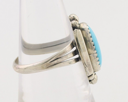 Navajo Ring 925 Silver Sleeping Beauty Turquoise Artist Signed SC C.80's