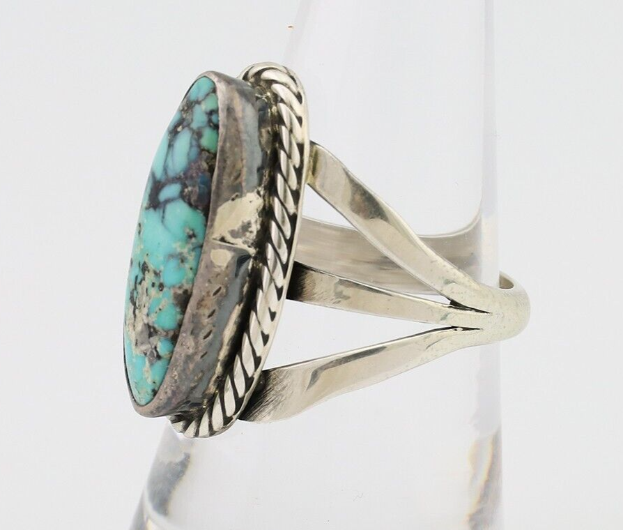 Navajo Ring 925 Silver Natural Turquoise Native American Artist C.80's