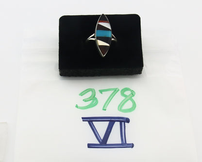 Vintage Zuni Ring 925 Sterling Silver Natural Gemstone Size 7.75
