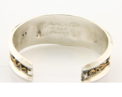 Navajo Bracelet 925 Silver & 12k Yellow Gold Filled Signed Justin Morris C.80's