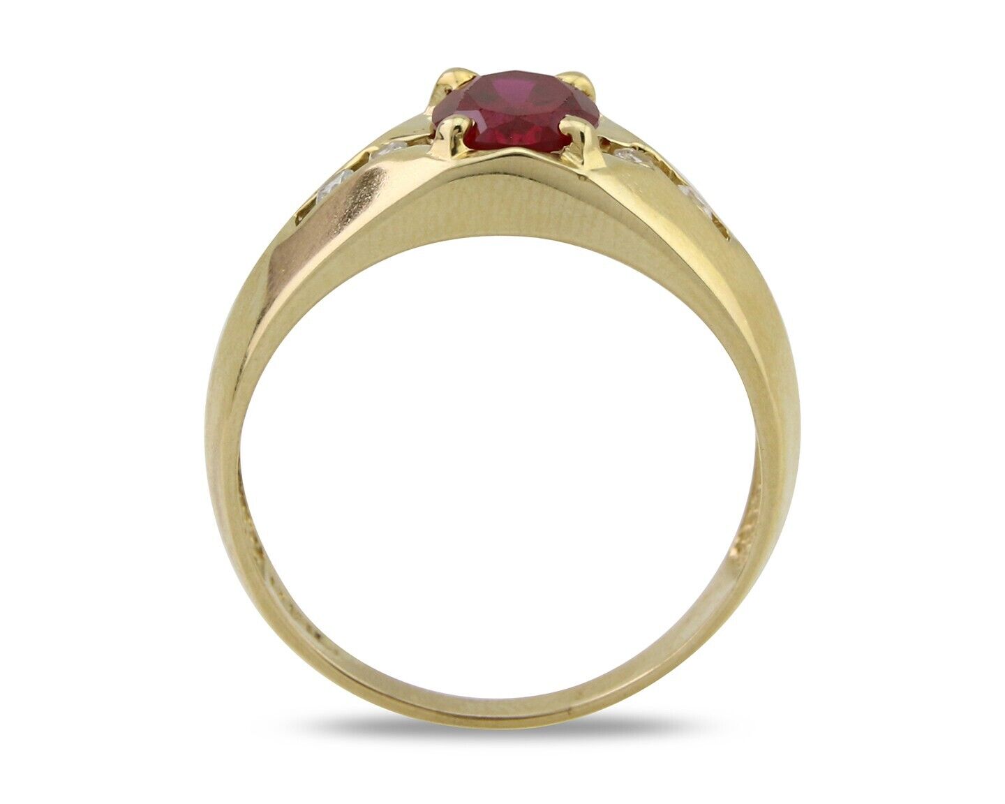 Men Lab-Created Gemstone & Simulated Diamond Ring in 14k Real SOLID Yellow Gold