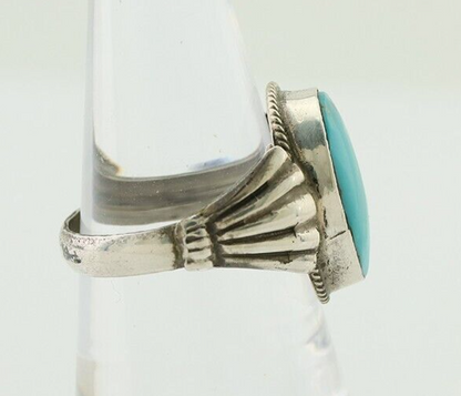 Navajo Handmade Ring 925 Silver Blue Turquoise Native American Artist C.80's