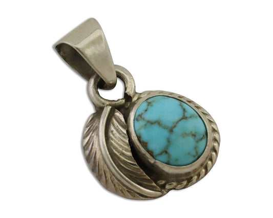 Navajo Pendant 925 Silver Natural Blue Turquoise Artist SunRise C.80's