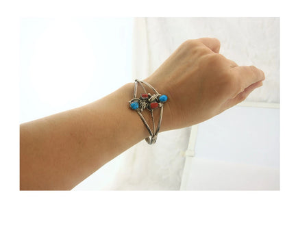Navajo Cuff Bracelet Sterling Silver Natural Gemstone Vintage Native American
