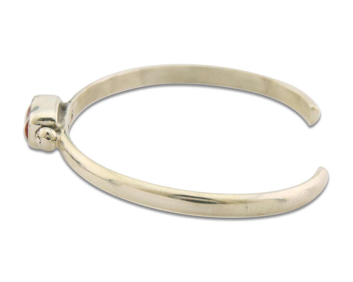 Navajo Bracelet .925 Silver Mediterranean Red Coral Cuff Native Artist C.80's