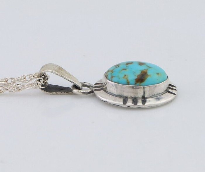 Navajo Necklace 925 Silver Natural Kingman Turquoise Native American C.80's