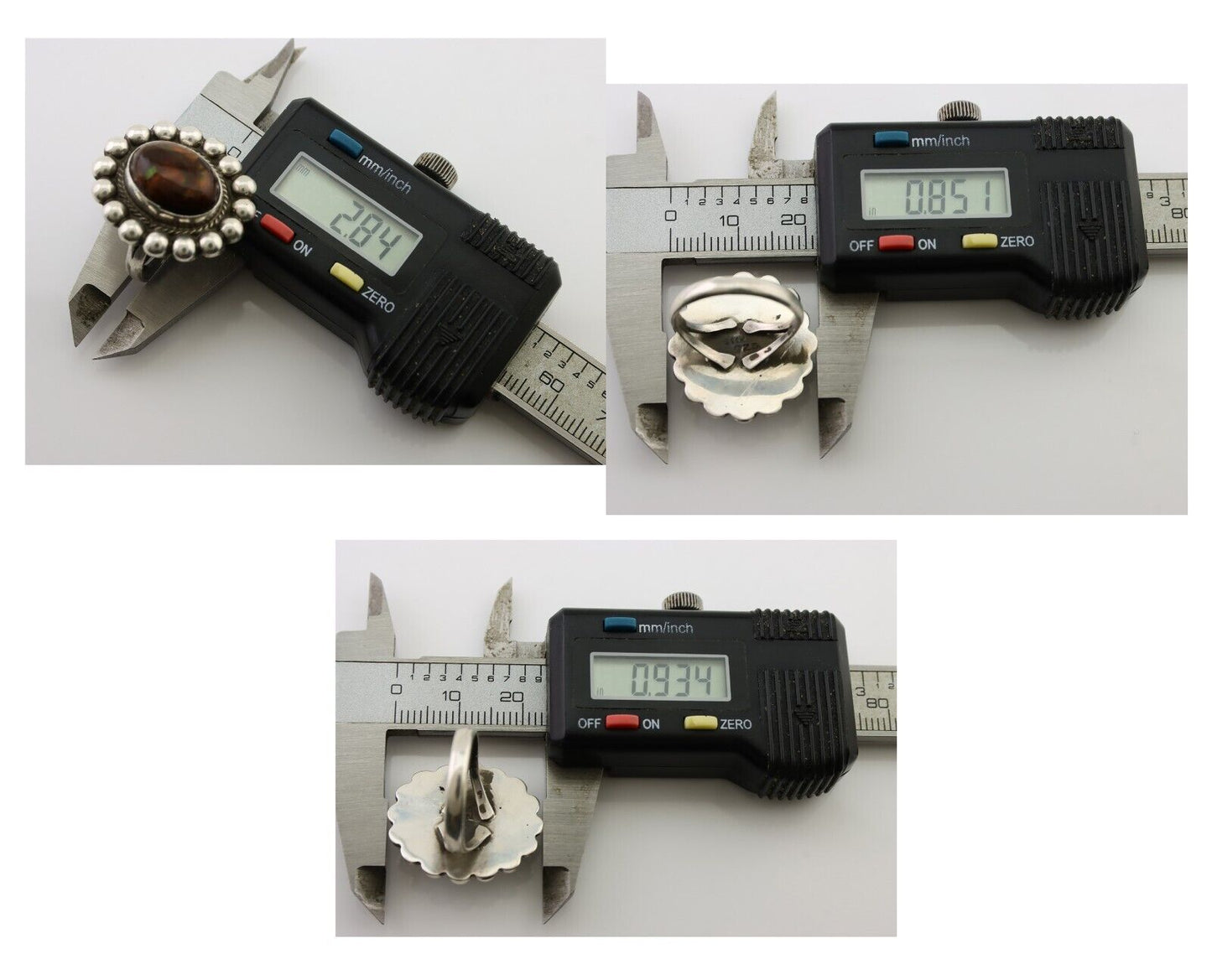 Navajo Handmade Ring 925 Silver Natural Fire Opal Native Artist Size 6.25 C.80's