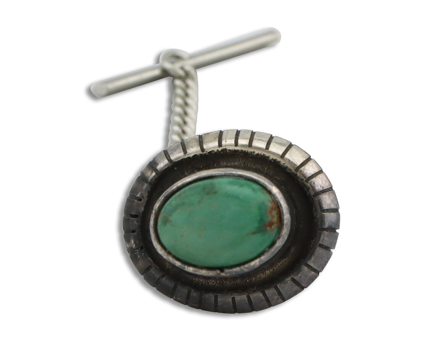 Navajo Tie Tack 925 Silver Natural Mined Turquoise Native American Artist C.80's