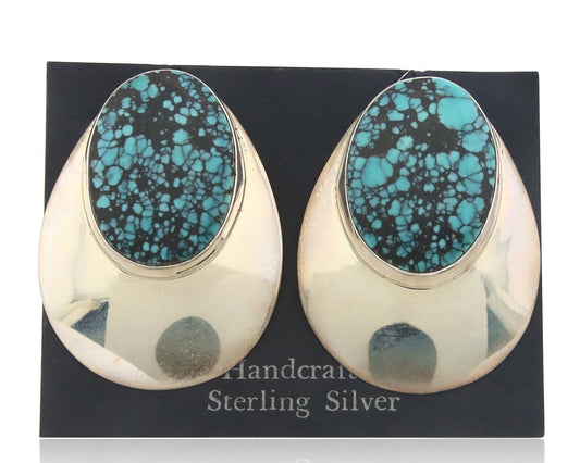 Navajo Earrings 925 Silver Handmade Natural Turquoise Native Artist C.80's