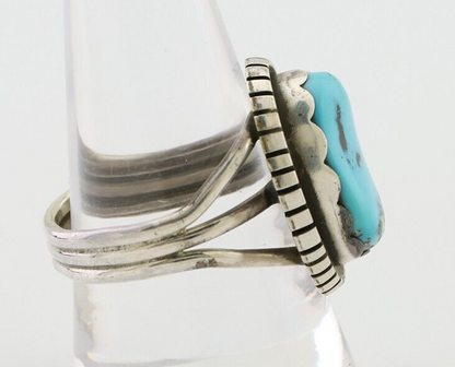 Navajo Ring 925 Silver Natural Blue Turquoise Signed Tony Guerro C.80's