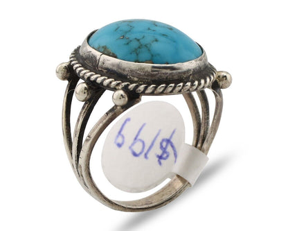 Navajo Ring 925 Silver Spiderweb Turquoise Native Artist C.80's