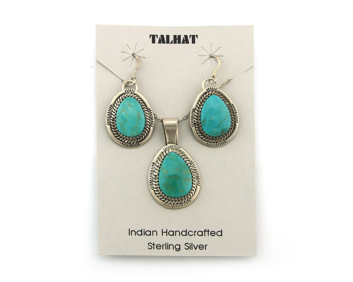 Navajo Necklace Earrings Set Sterling Silver Turquoise Vintage Signed Begay