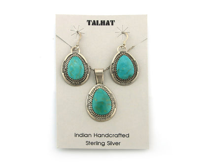 Navajo Necklace Earrings Set Sterling Silver Turquoise Vintage Signed Begay