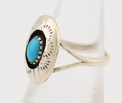 Navajo Handmade Ring 925 Silver Blue Turquoise Artist Signed MN C.80's