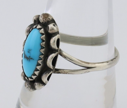 Navajo Handmade Ring 925 Silver Sleeping Beauty Turquoise Artist Signed SC C80s