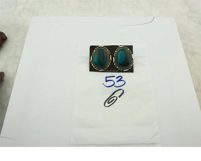 Navajo Dangle Earrings Sterling Silver Gem Grade Turquoise Vintage Handmade
