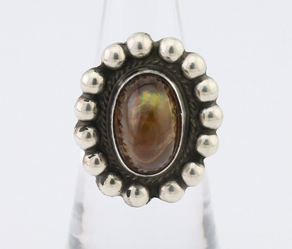 Navajo Handmade Ring 925 Silver Natural Fire Opal Native Artist Size 5.5 C.80's