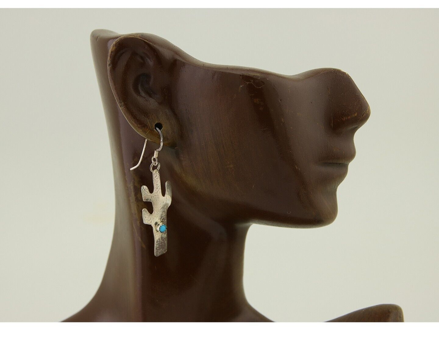 Navajo Cactus Earrings 925 Silver Natural Turquoise Native Artist C.80's