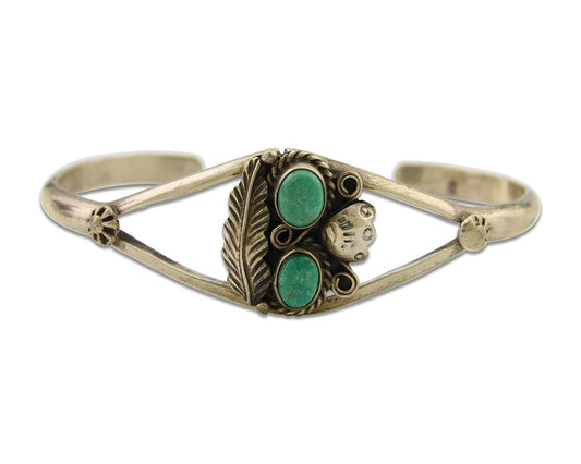 Navajo Bracelet 925 Silver Cuff Turquoise Handmade Native Artist C.80's