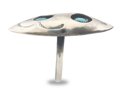Vintage Navajo Ring 925 Sterling Authentic Traditional Turquoise Size 7.25