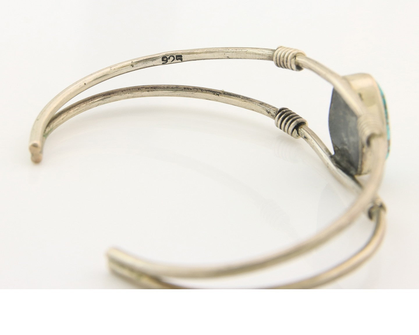 Navajo Cuff Bracelet Sterling Silver Blue Gem Turquoise Native American Artist