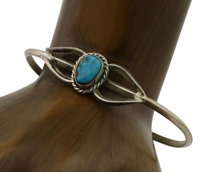 Navajo Bracelet 925 Silver Kingman Turquoise Native American Artist C.80's